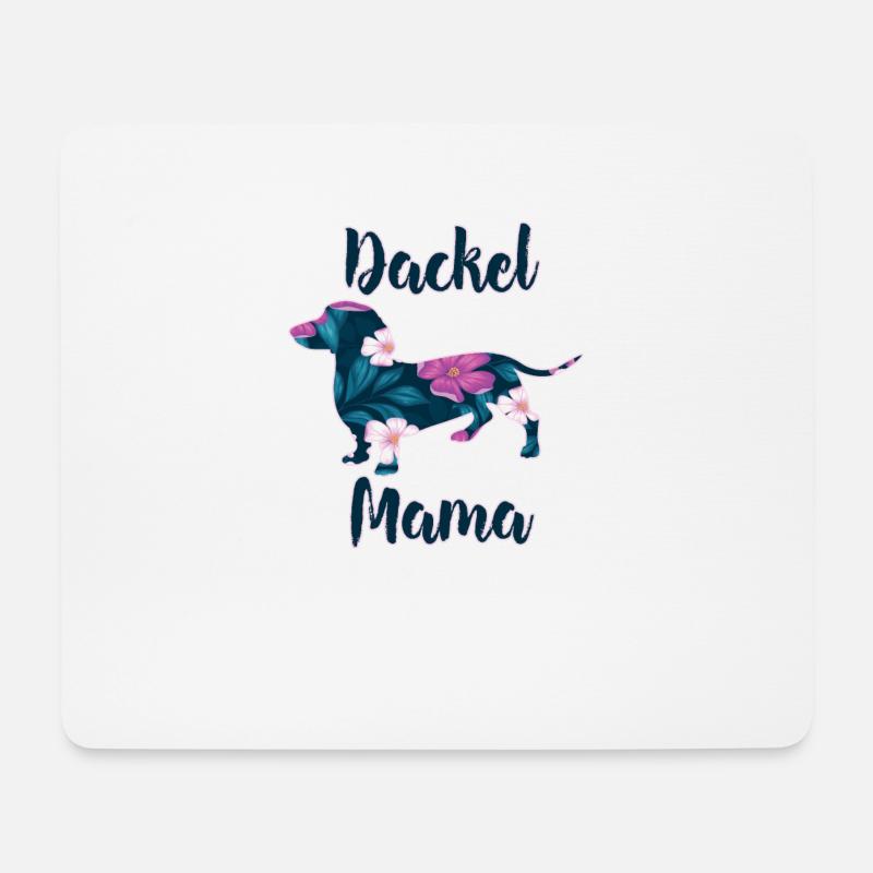 Dackel Mama Dackelhund Silhouette Retro Geschenk - Mousepad (Querformat) - Weiß