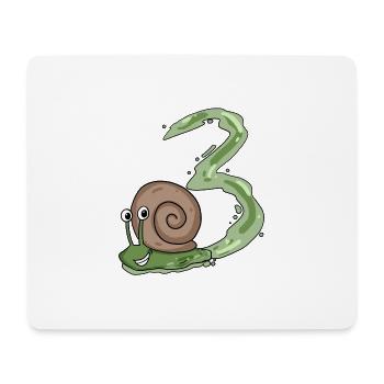 Escargot 3e anniversaire - cadeau 3 ans - Tapis de souris (format paysage) - blanc - Devant