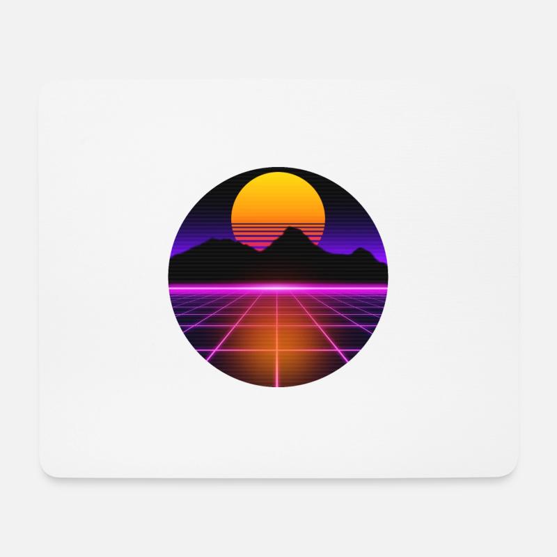 80er Jahre Outrun Vaporwave Synthwave Retrostyle - Mousepad (Querformat) - Weiß