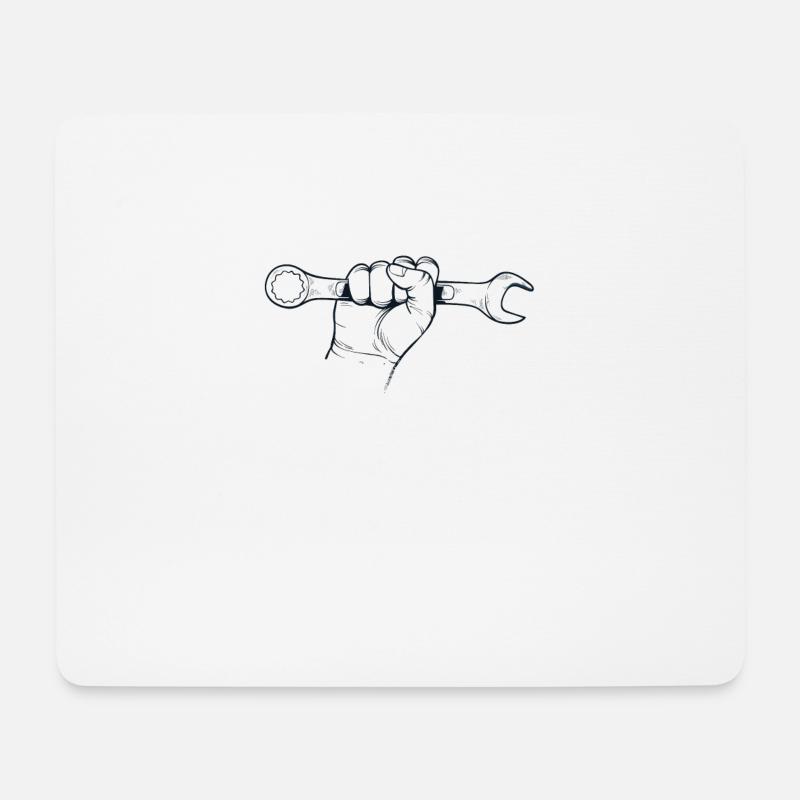 Bin ich ölig bin ich fröhlich Mechaniker Schrauber - Mousepad (Querformat) - Weiß