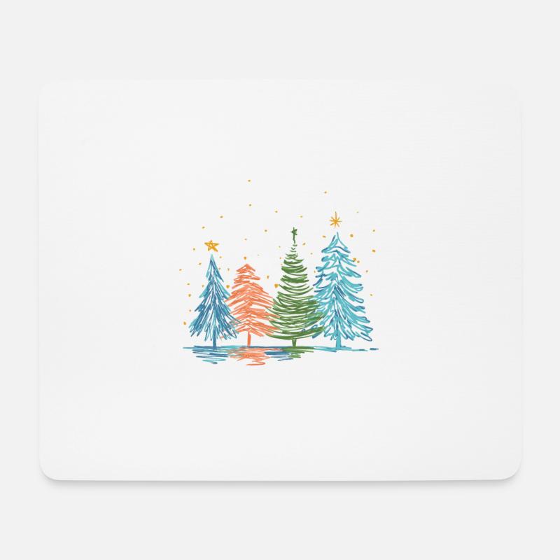 Weihnachtliche Tannenbäume - Mousepad (Querformat) - Weiß