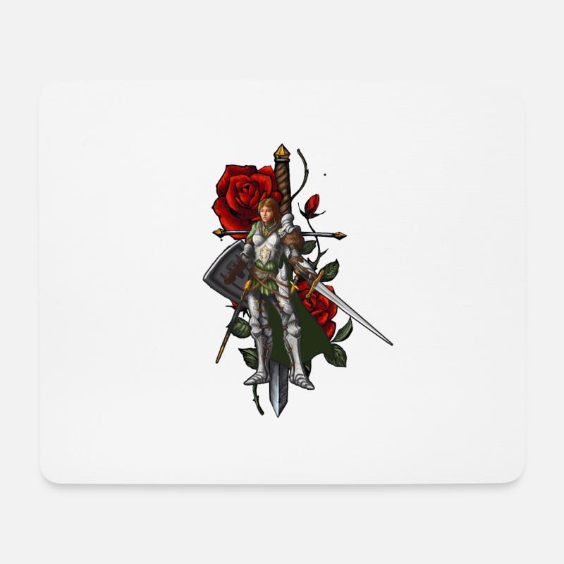 Chevalière forte | Rose et poignard - Tapis de souris (format paysage) - blanc