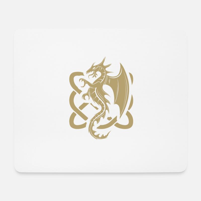 Celtic Dragon Irish Folk Dragon Graphic - Mousepad (Querformat) - Weiß