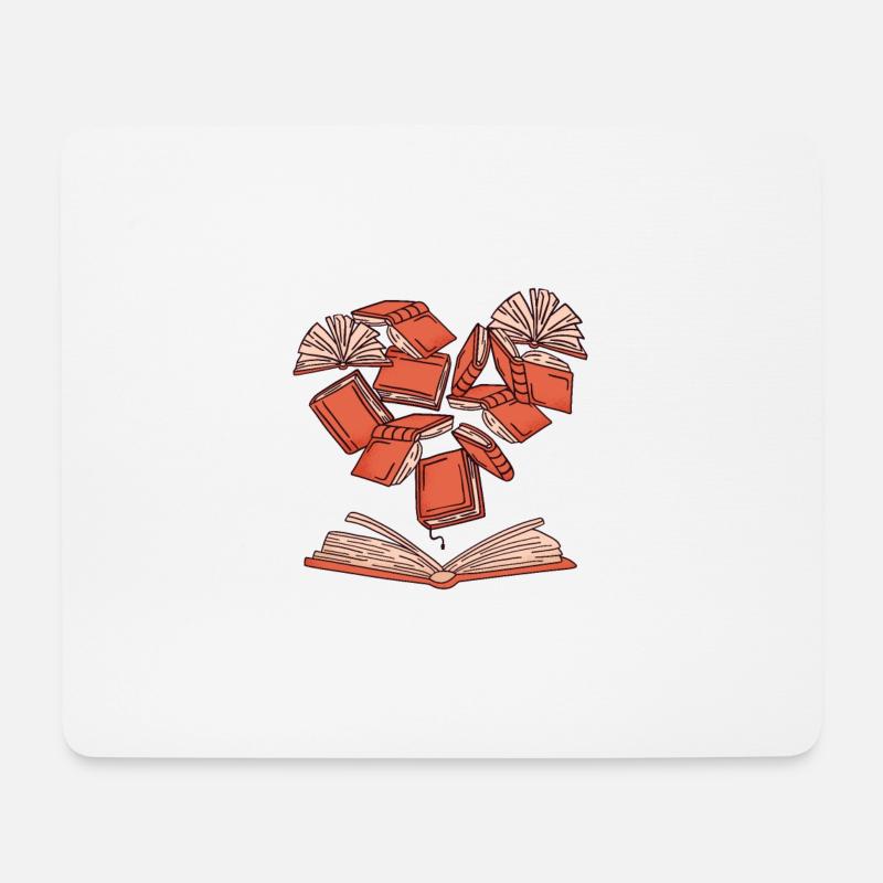 Herz der Bücher - Mousepad (Querformat) - Weiß
