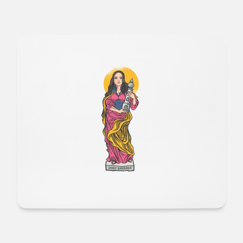 Buntes Porträt der Heiligen Barbara auf Büste - Mousepad (Querformat) - Weiß