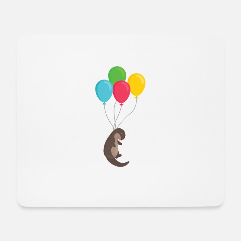 Otter an Luftballons Otter niedlich Tier Geschenk - Mousepad (Querformat) - Weiß