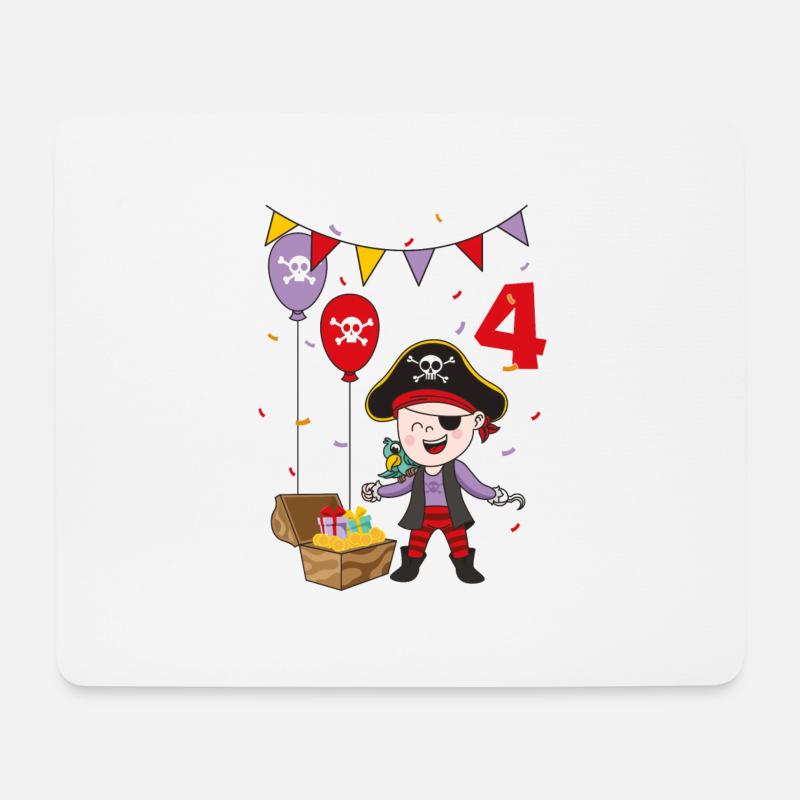 4 Jahre Pirat Kindergeburtstag Kinder Fun Geschenk - Mousepad (Querformat) - Weiß