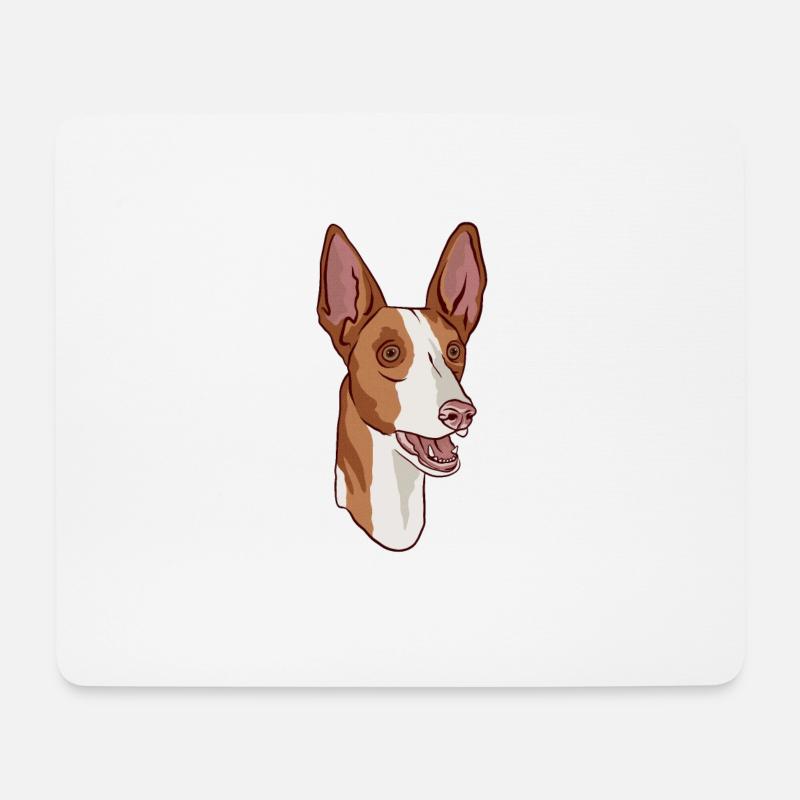Podenco Hundekopfporträt - Mousepad (Querformat) - Weiß