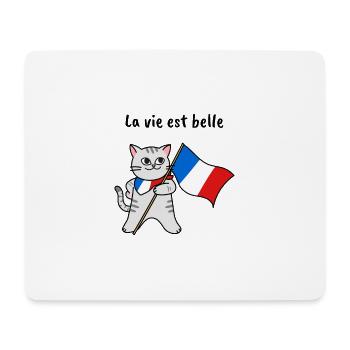 La vie est belle French cat - Mouse Pad (horizontal) - white - Front