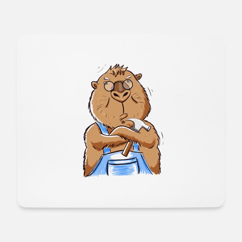 Biber Motiv Handwerker Heimwerker lustig - Mousepad (Querformat) - Weiß