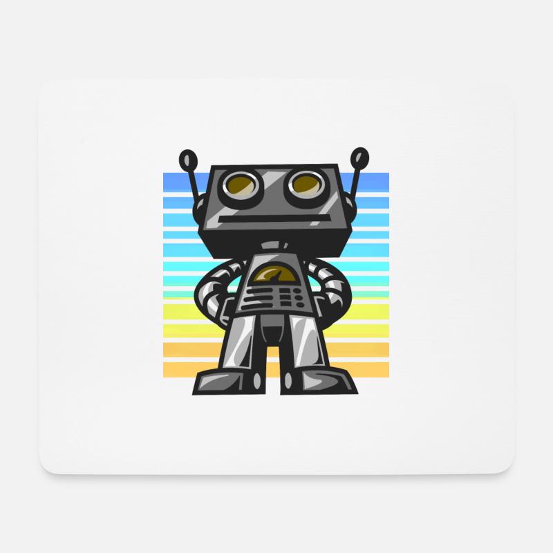 Roboter Retro Sonnenuntergang - Mousepad (Querformat) - Weiß
