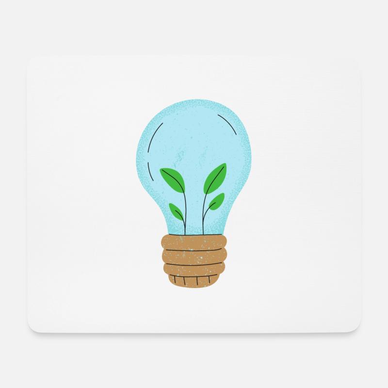 Light bulb with plants - Earth day - Mousepad (Querformat) - Weiß