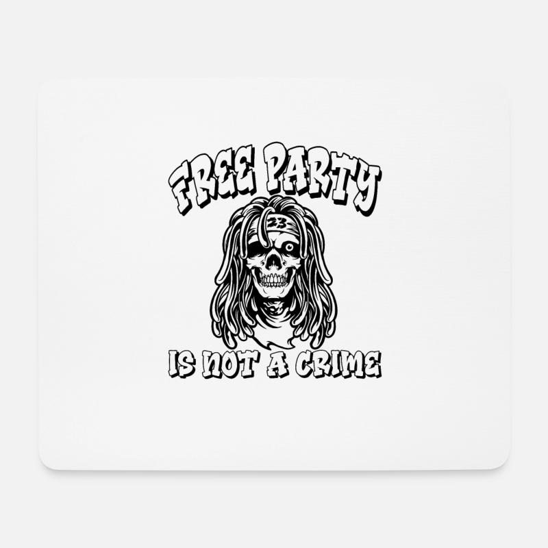 Free Party Is Not A Crime Tekno Pirat 23 Spiral - Mousepad (Querformat) - Weiß