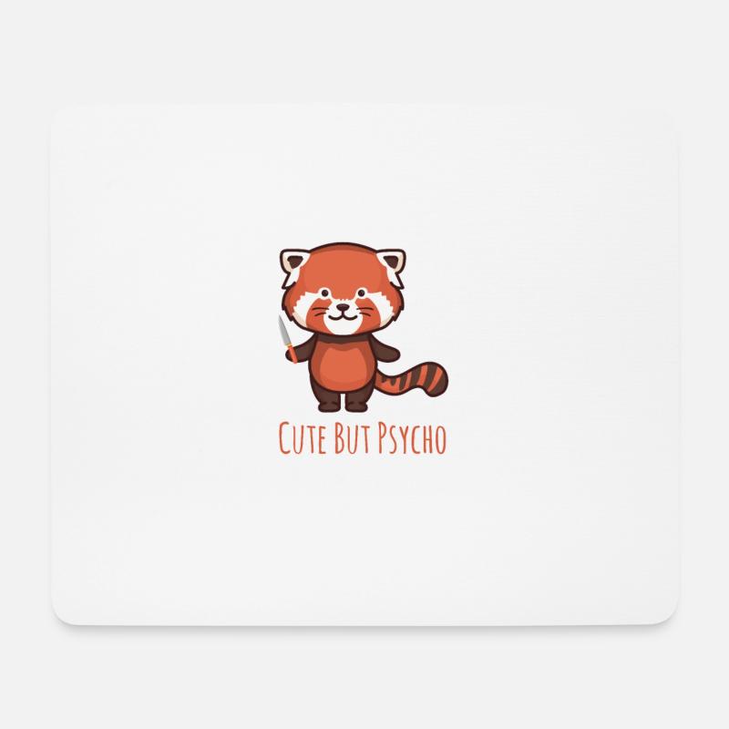 Süß aber psycho - Roter Panda mit Messer - Mousepad (Querformat) - Weiß
