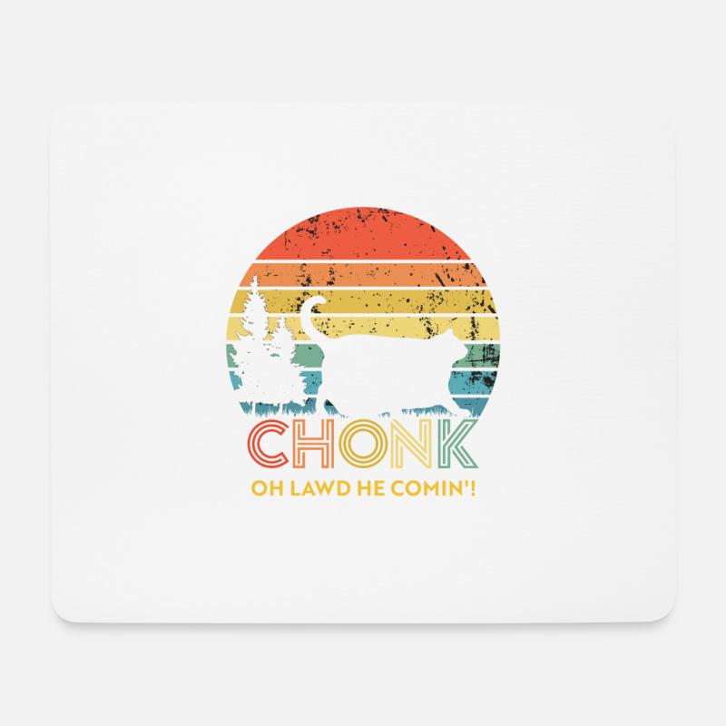 Retro Sonnenuntergang Chonk Katze Mollige Katze - Mousepad (Querformat) - Weiß