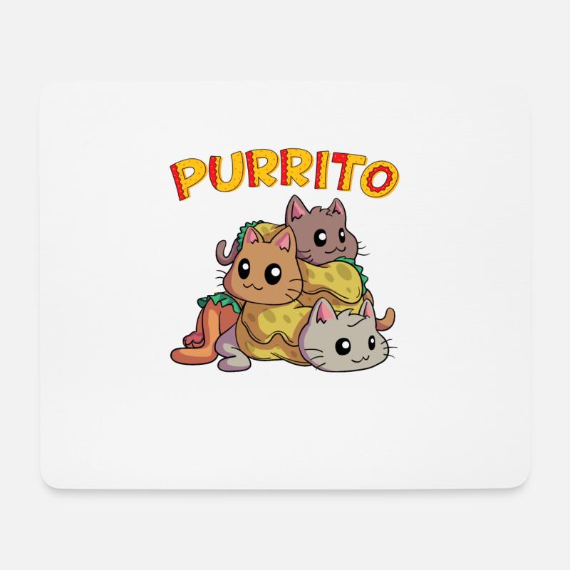 Kawaii Purrito Pyramide lustige Kitty Katze Burrito Foo - Mousepad (Querformat) - Weiß