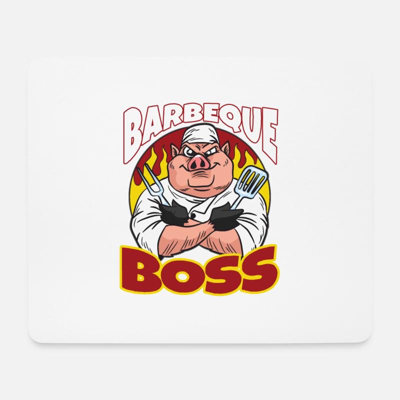 Barbeque Boss Grill Party Männer Humor Grillen - Mousepad (Querformat) - Weiß
