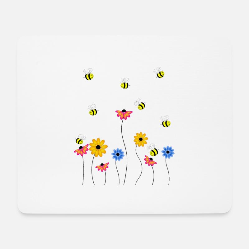 Hummelwiese Hummel Biene Wespe Honig Wiese Blumen - Mousepad (Querformat) - Weiß