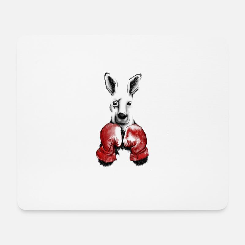 Känguru mit Boxhandschuhen - Mousepad (Querformat) - Weiß