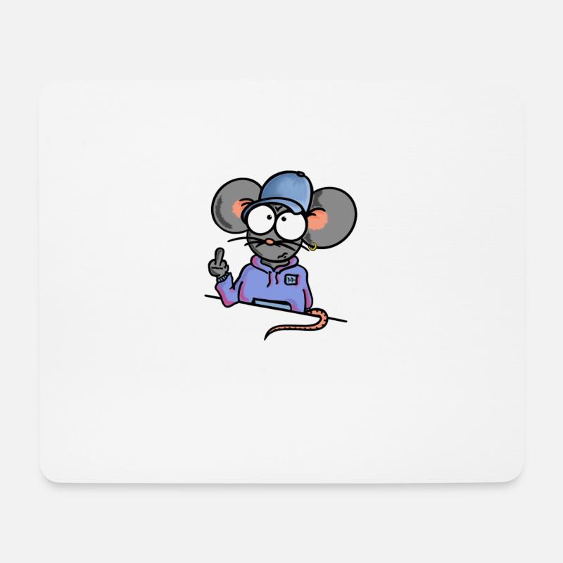 Maus zeigt Mittelfinger - Mousepad (Querformat) - Weiß
