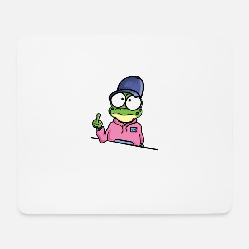 Frog shows middle finger - Mouse Pad (horizontal) - white