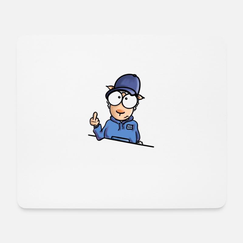 Schaf mit Cap Mittelfinger - Mousepad (Querformat) - Weiß