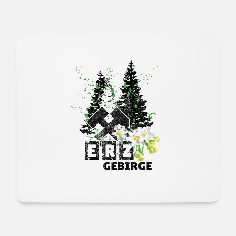 Erzgebirge Frühling mit Hammer und Schlägel, - Mousepad (Querformat) - Weiß
