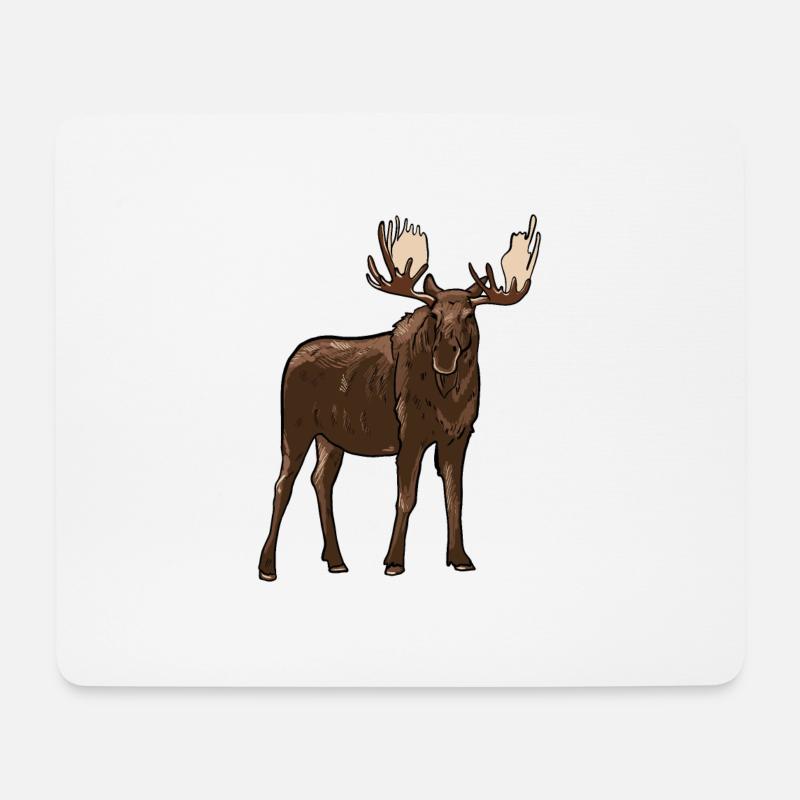 Elch - Mousepad (Querformat) - Weiß