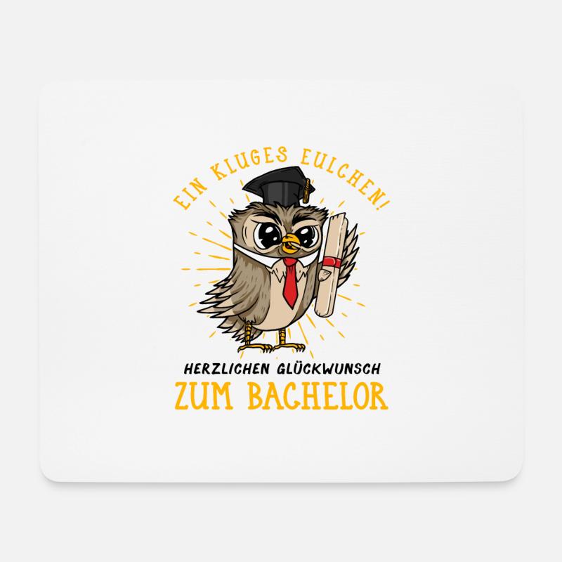 Kluges Eulchen Herzlichen Glückwunsch zum Bachelor - Mousepad (Querformat) - Weiß