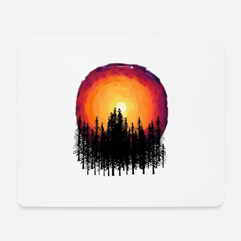 Wald Natur Flora Botanisch Sonnenuntergang Bäume - Mousepad (Querformat) - Weiß