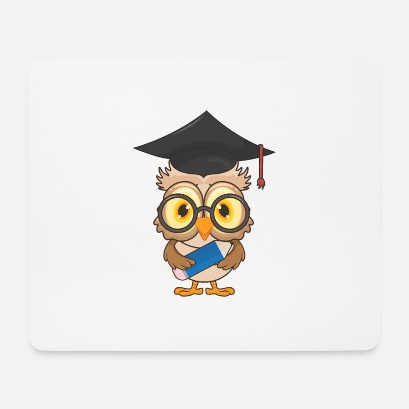 Eule Schulabschluss Schule - Mousepad (Querformat) - Weiß