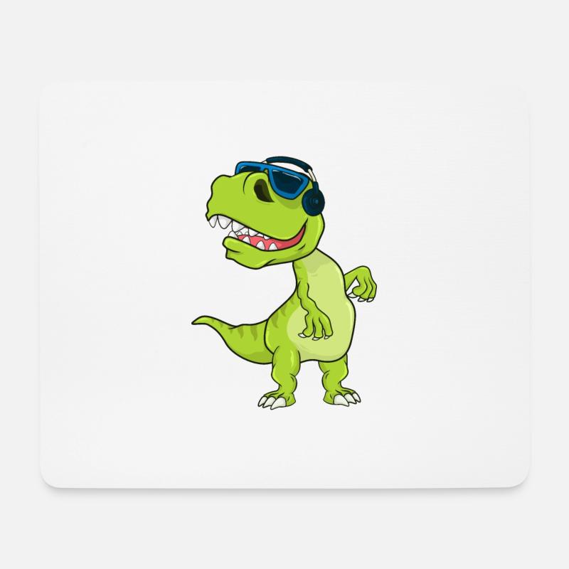 Dinosaurier Musik - Mousepad (Querformat) - Weiß
