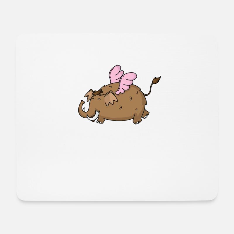 Mammut mit Engelsflügel - Mousepad (Querformat) - Weiß
