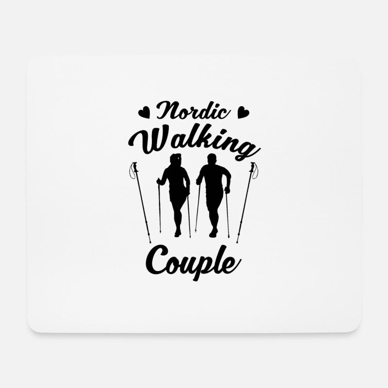 Nordic Walking Couple - Mousepad (Querformat) - Weiß