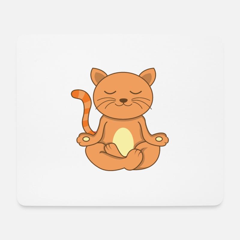 Namaste Meditierende Katze Yoga Katze - Mousepad (Querformat) - Weiß
