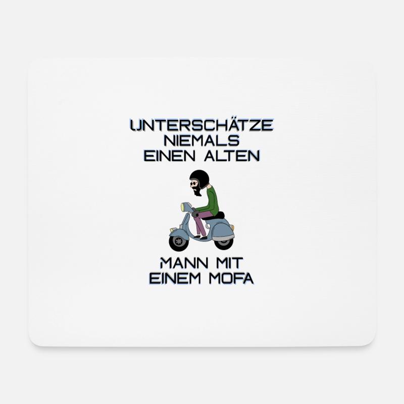 alter mann mit mofa Motorroller - Mousepad (Querformat) - Weiß