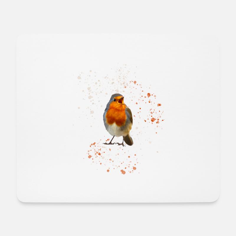 mignon gazouillis rouge-gorge Robin - Tapis de souris (format paysage) - blanc
