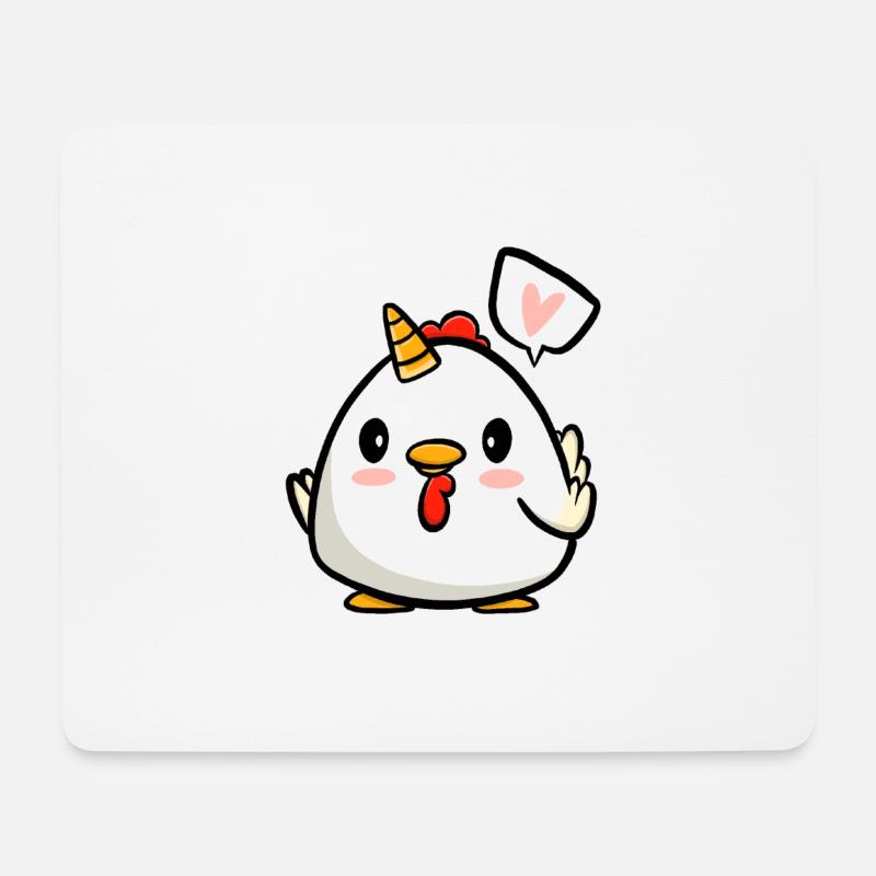 Huhn Einhorn - Mousepad (Querformat) - Weiß