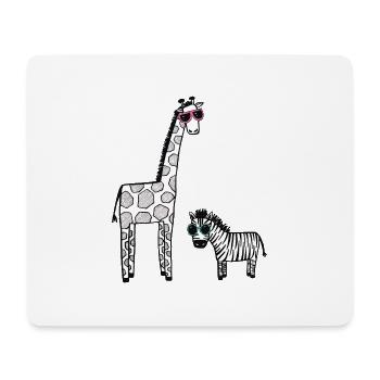 Giraffe and zebra with sunglasses - Mouse Pad (horizontal) - white - Front