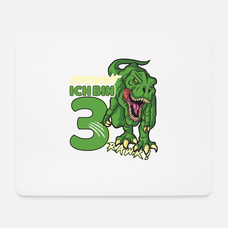 Dinosaurier Dino 3 Geburtstag Deko ich bin 3 Jahre - Mousepad (Querformat) - Weiß