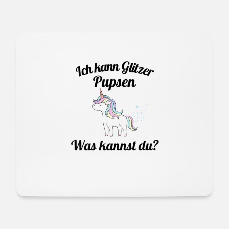 Ich kann Glitzer Pupsen Was kannst du? Einhorn - Mousepad (Querformat) - Weiß