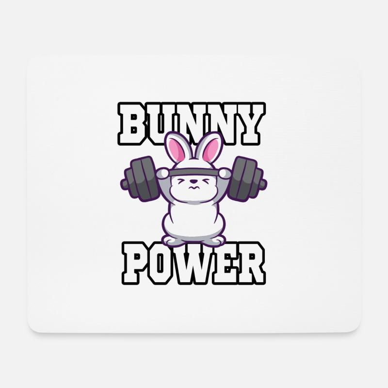 Hase Fitness Muskeln Training Gewicht - Mousepad (Querformat) - Weiß