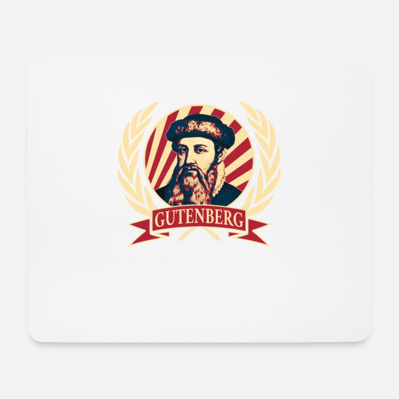 Johannes Gutenberg - Mousepad (Querformat) - Weiß