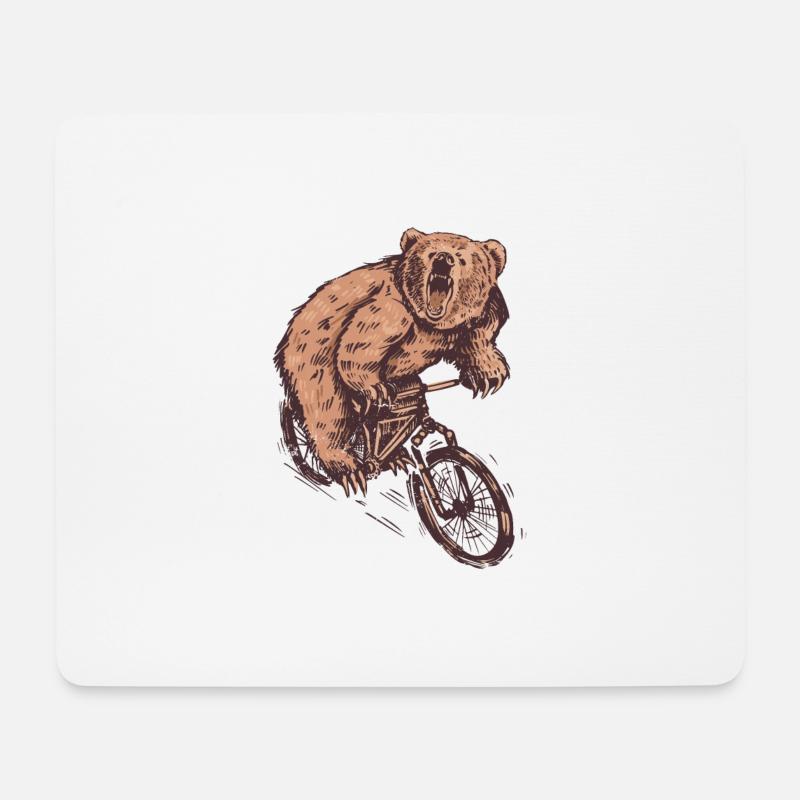 CYCLIST BEAR - Mousepad (Querformat) - Weiß