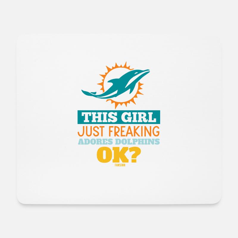 Fille aime les dauphins - Tapis de souris (format paysage) - blanc
