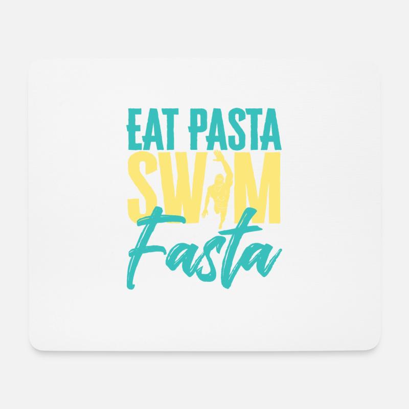 Eat Pasta Swim Fasta Funny Swimming - Mousepad (Querformat) - Weiß