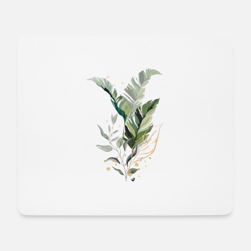 Tropische Blätter Abbildung - Mousepad (Querformat) - Weiß