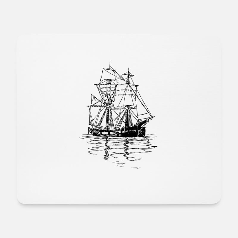 Ankerndes Segelschiff - Mousepad (Querformat) - Weiß