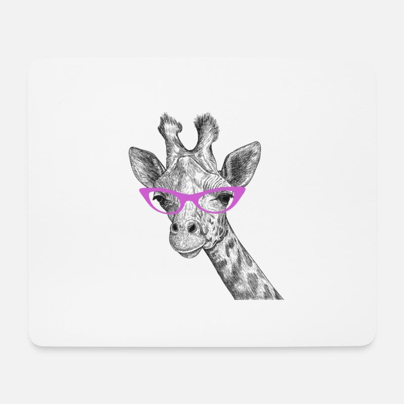 Giraffe Afrika Brille Lustig - Mousepad (Querformat) - Weiß