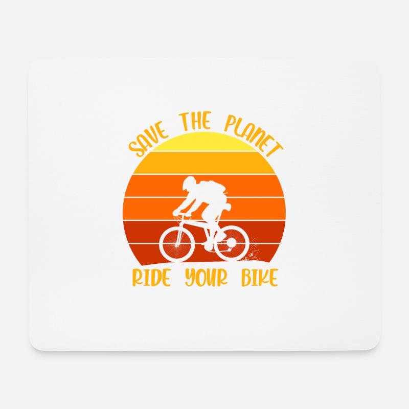 Save the Planet, ride your Bike - Mousepad (Querformat) - Weiß